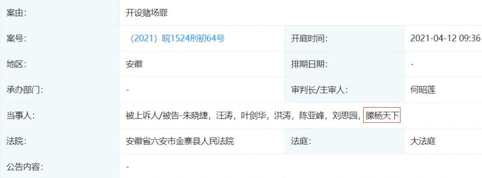 腾杨天下开设赌场 山泥若落网了 腾杨天下开设赌场 山泥若落网了