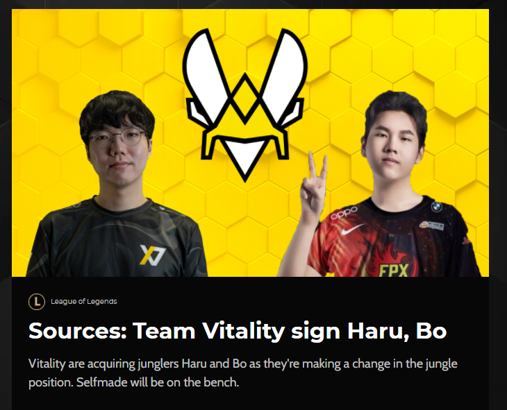 小蜜蜂战队签约前FPX打野选手Bo